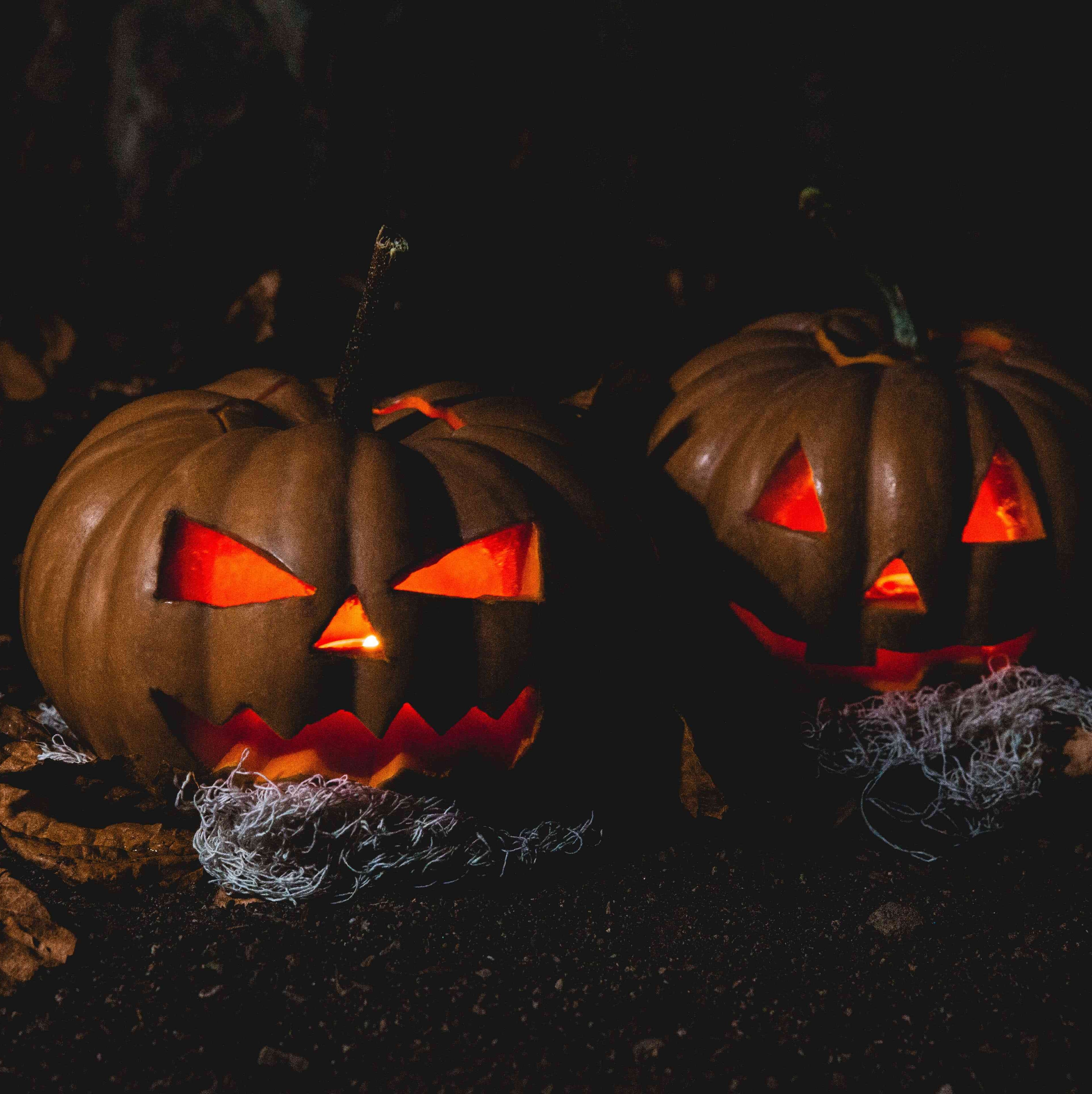 Two spooky pumpkins