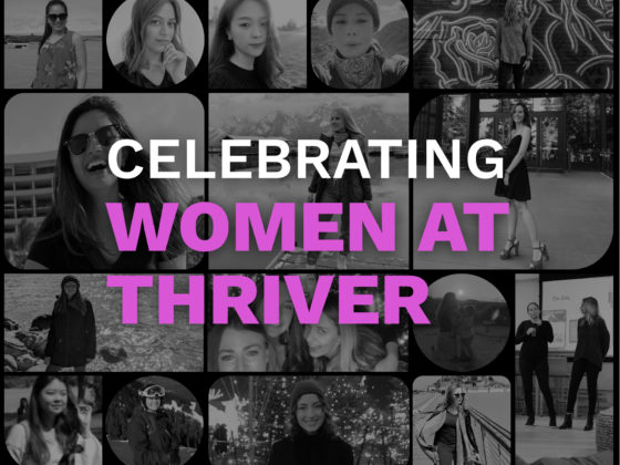 A collage depicting photos of women at Thriver