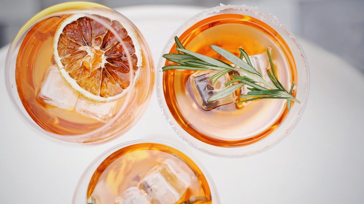 Several cocktails prepared for a team liquor testing