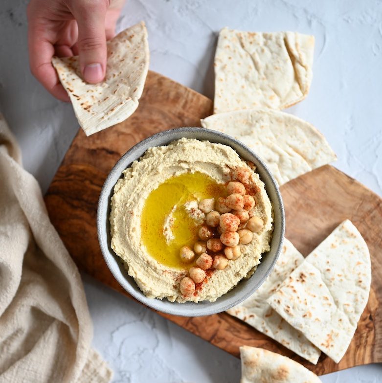 Hummus and pita board